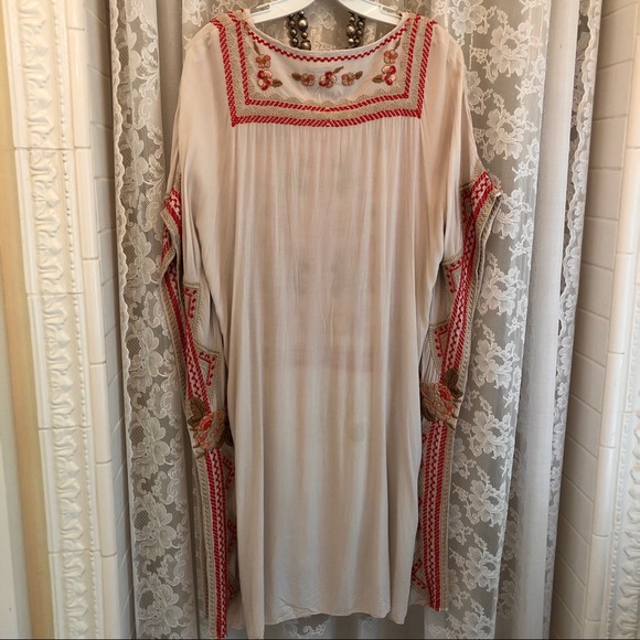 JOHNNY WAS * Cream Floral Embroidered Poncho Top / Coverup - Picture 5 of 7